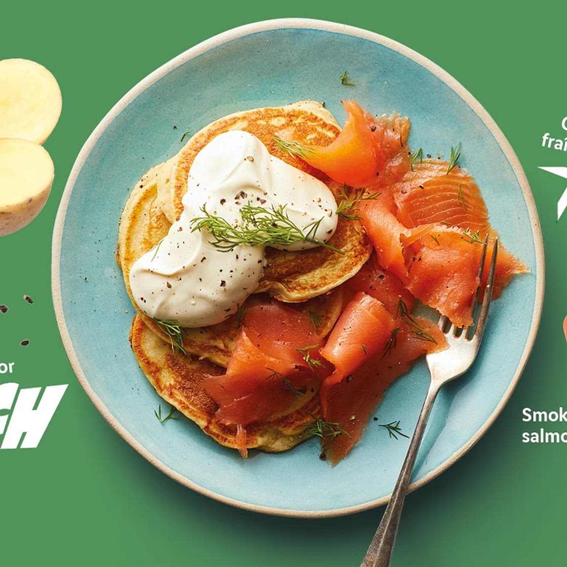 Smoked salmon and potato pancakes