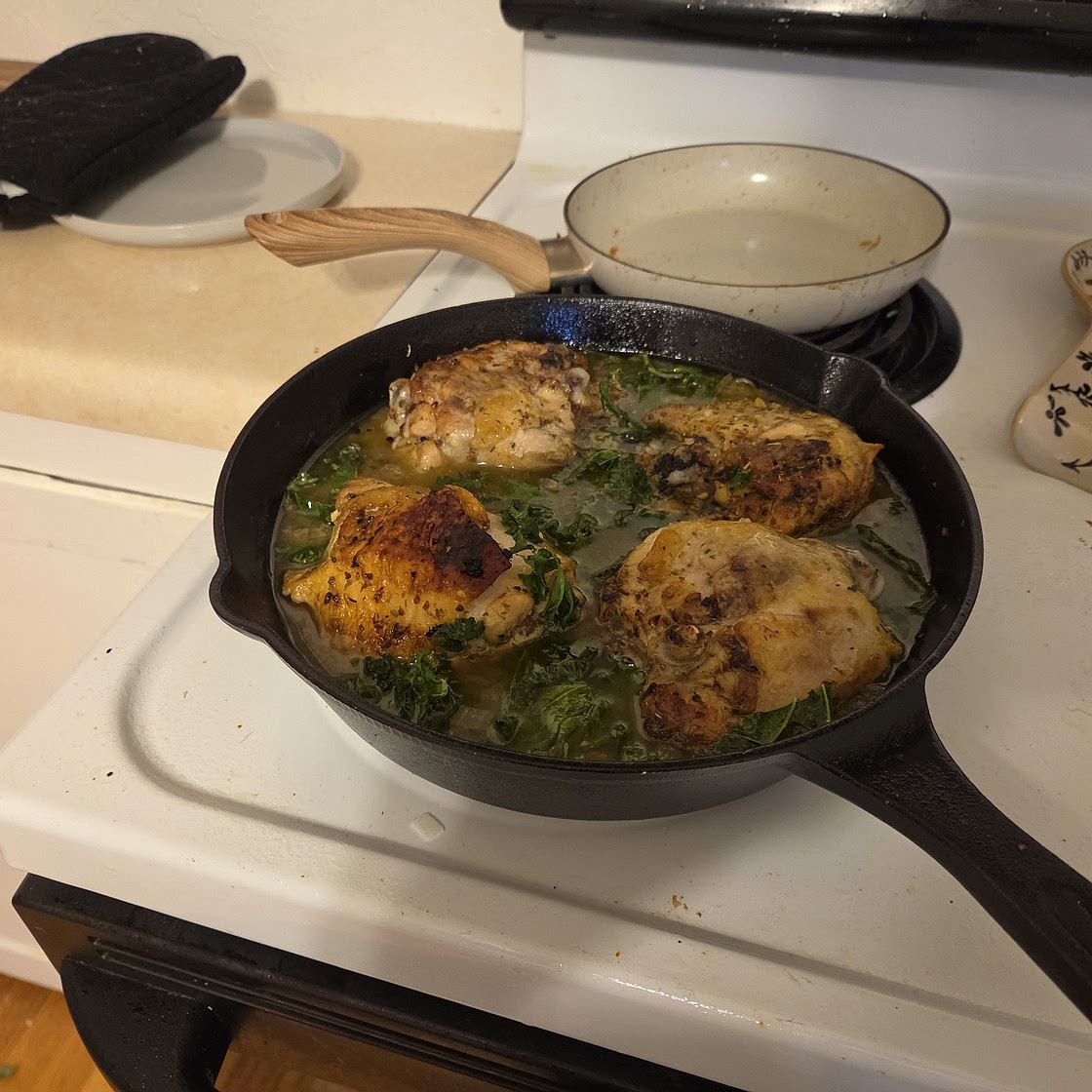 Lemon Chicken Thighs with Kale & Cauliflower