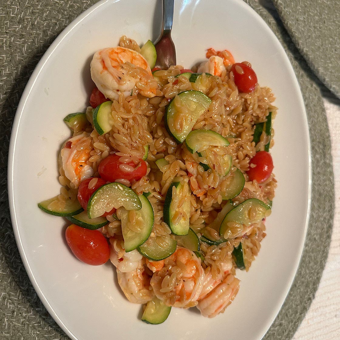 One Pot Garlic Butter Shrimp and Orzo