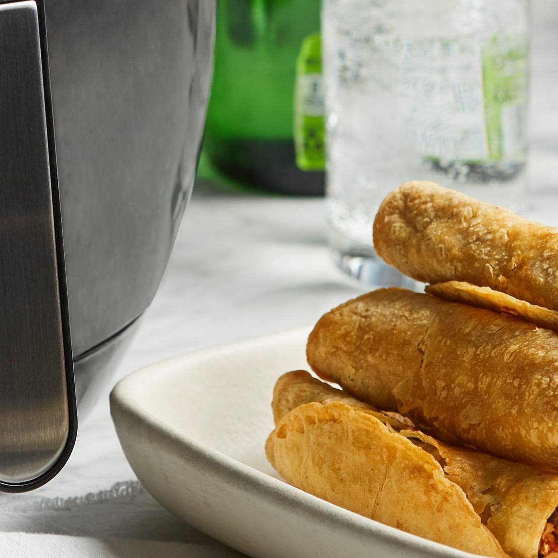 Air Fryer Taquitos with Cauliflower and Black Beans