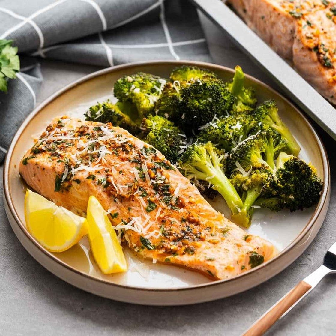 Sheet Pan Salmon and Broccoli