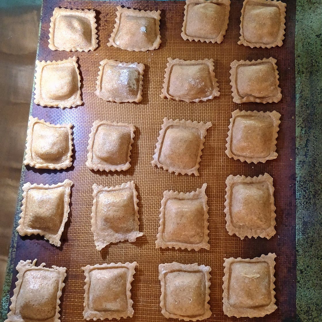 Homemade Ravioli with Goat Cheese and Spinach Filling