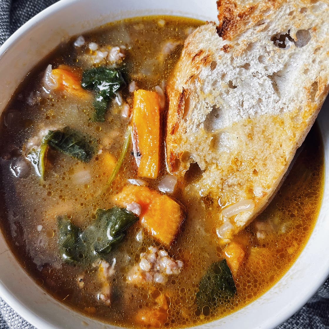 Sausage Sweet Potato & Kale Soup