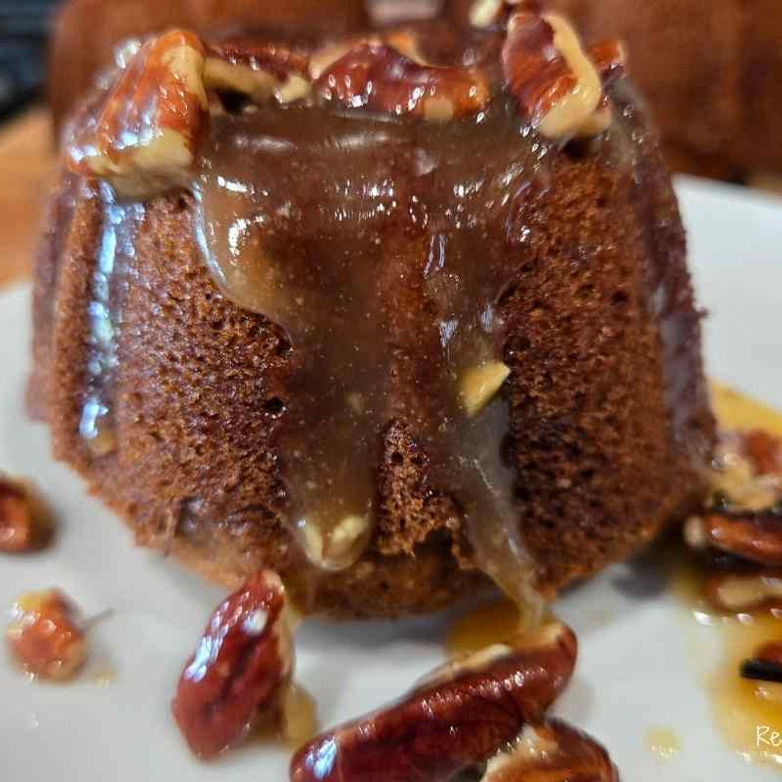 Moist Pumpkin Spice Bundt Cake with Caramel Pecan Sauce (Mini, Medium, or Full Size)