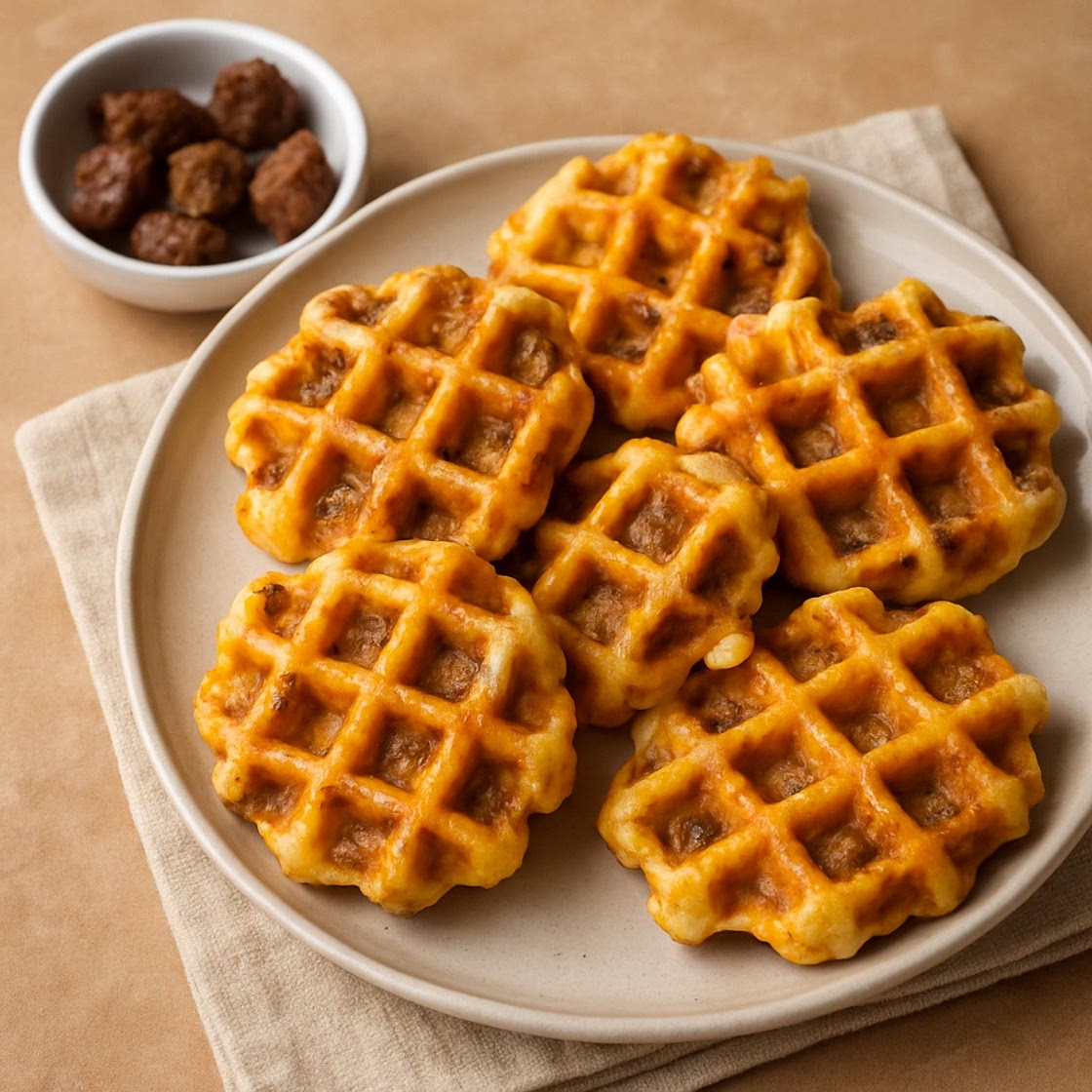 Sausage Cheddar Mini Waffles