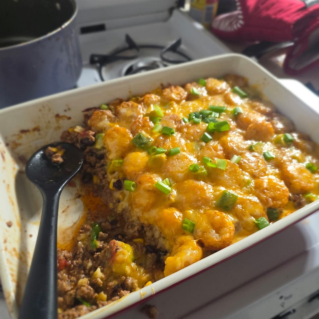 Mexican Casserole with Tater Tots & Ground Beef