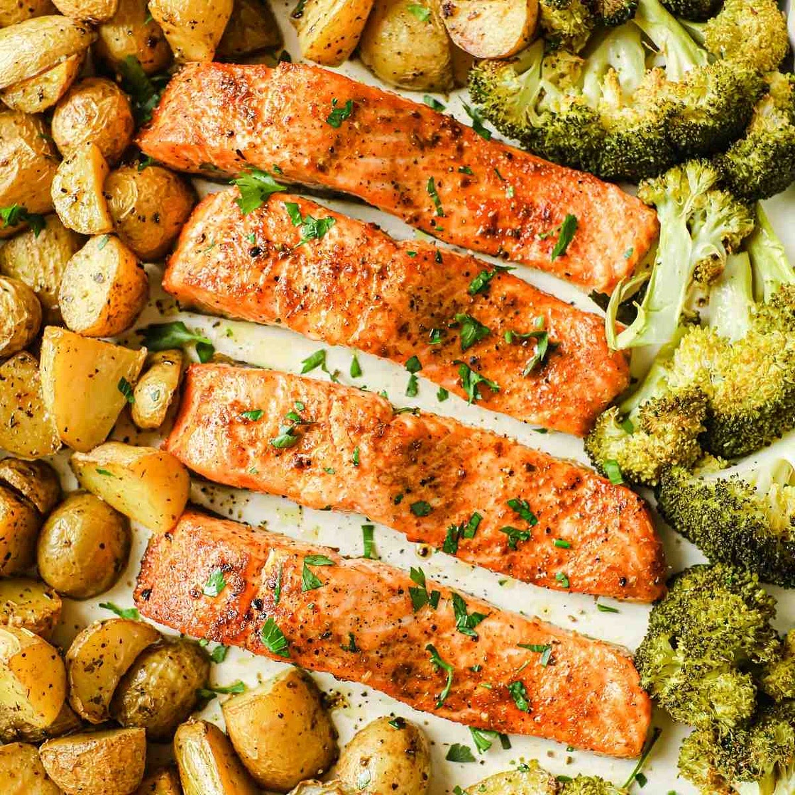 Sheet Pan Baked Salmon and Potatoes