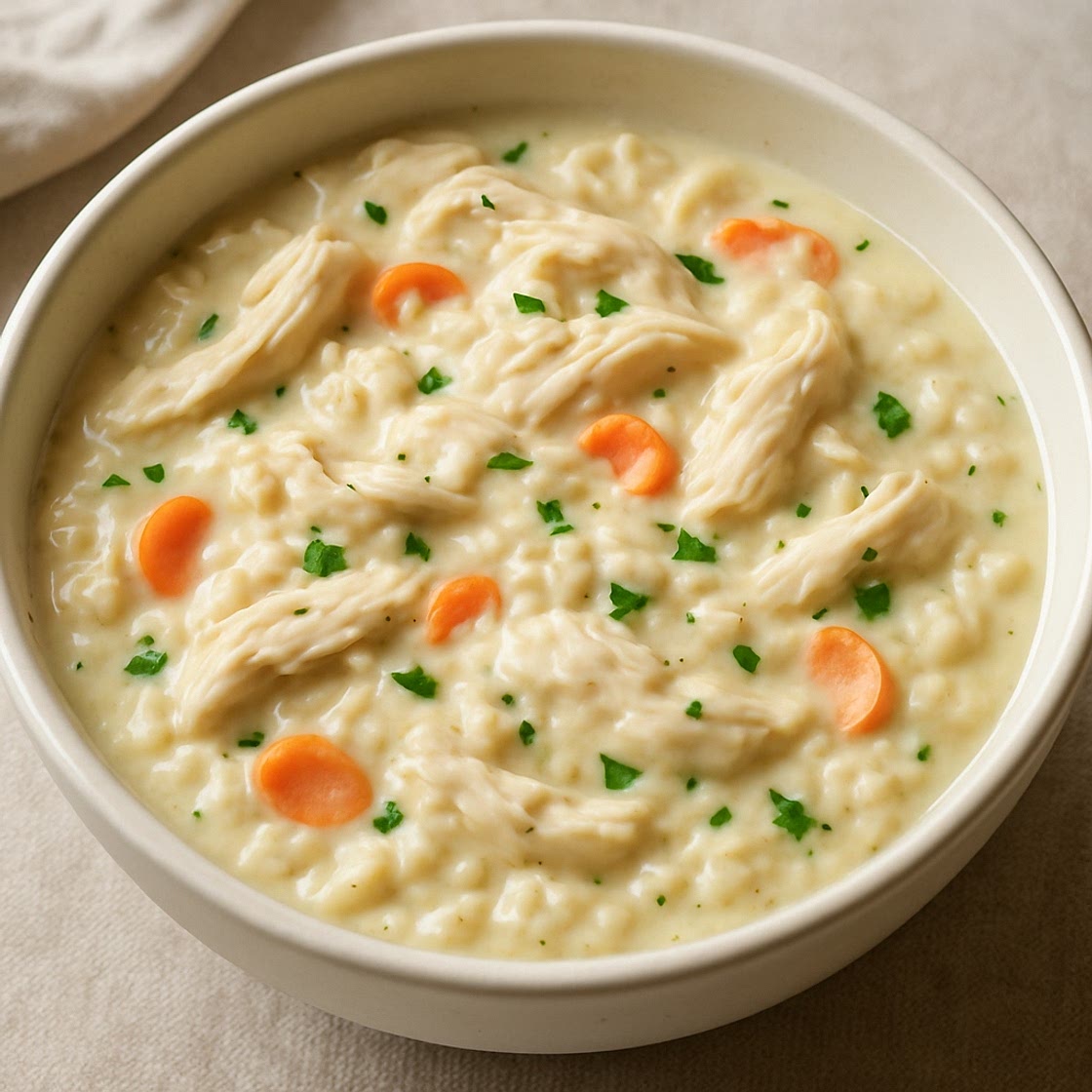 Velvety Creamy Chicken and Rice Comfort Bowl