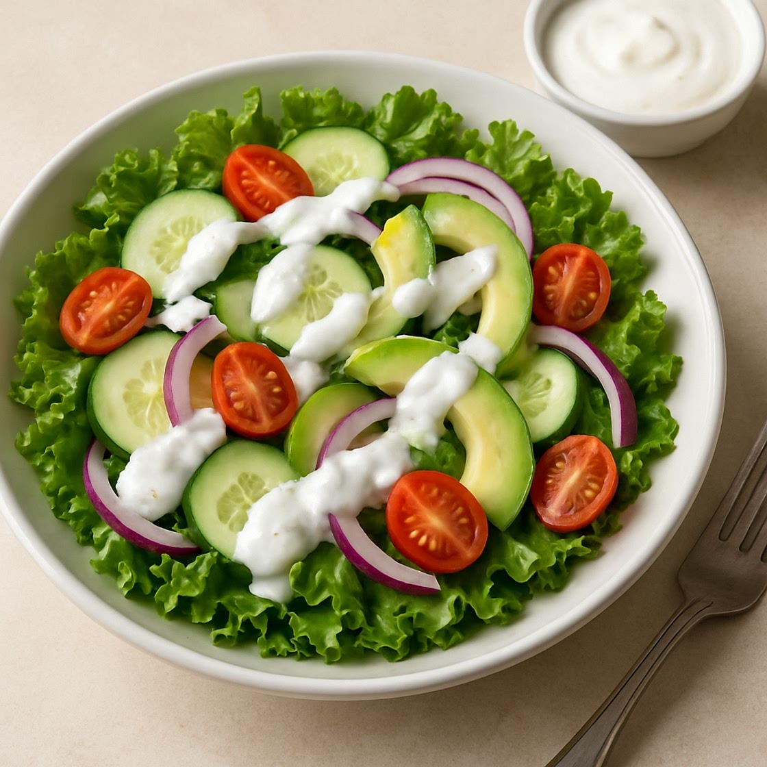 Ensalada con aderezo de yogurt