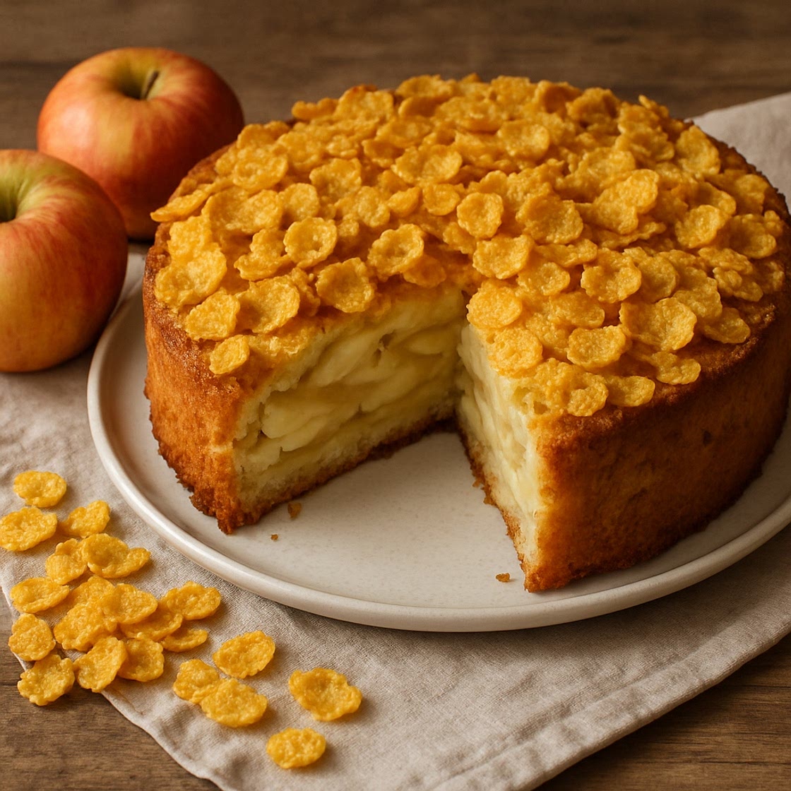 Torta de manzanas con hojuelas de maíz