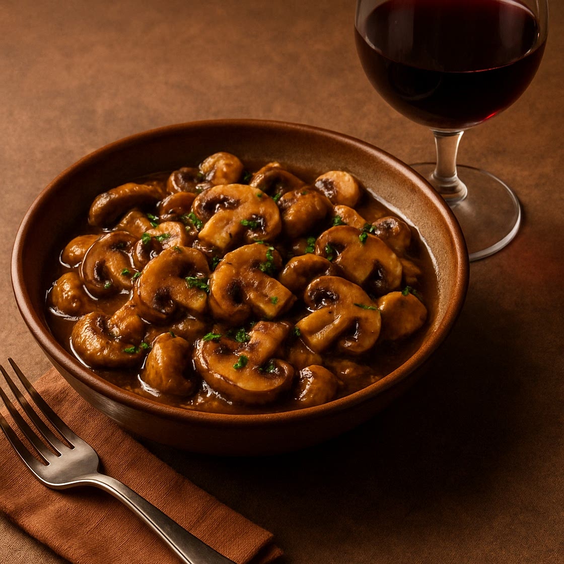 Hongos con vino