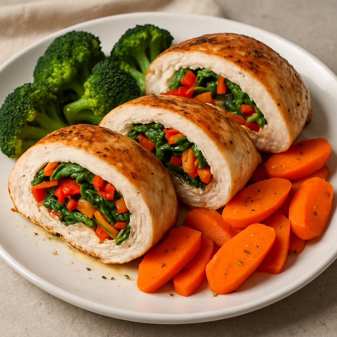 Pechuga de pollo rellena de vegetales