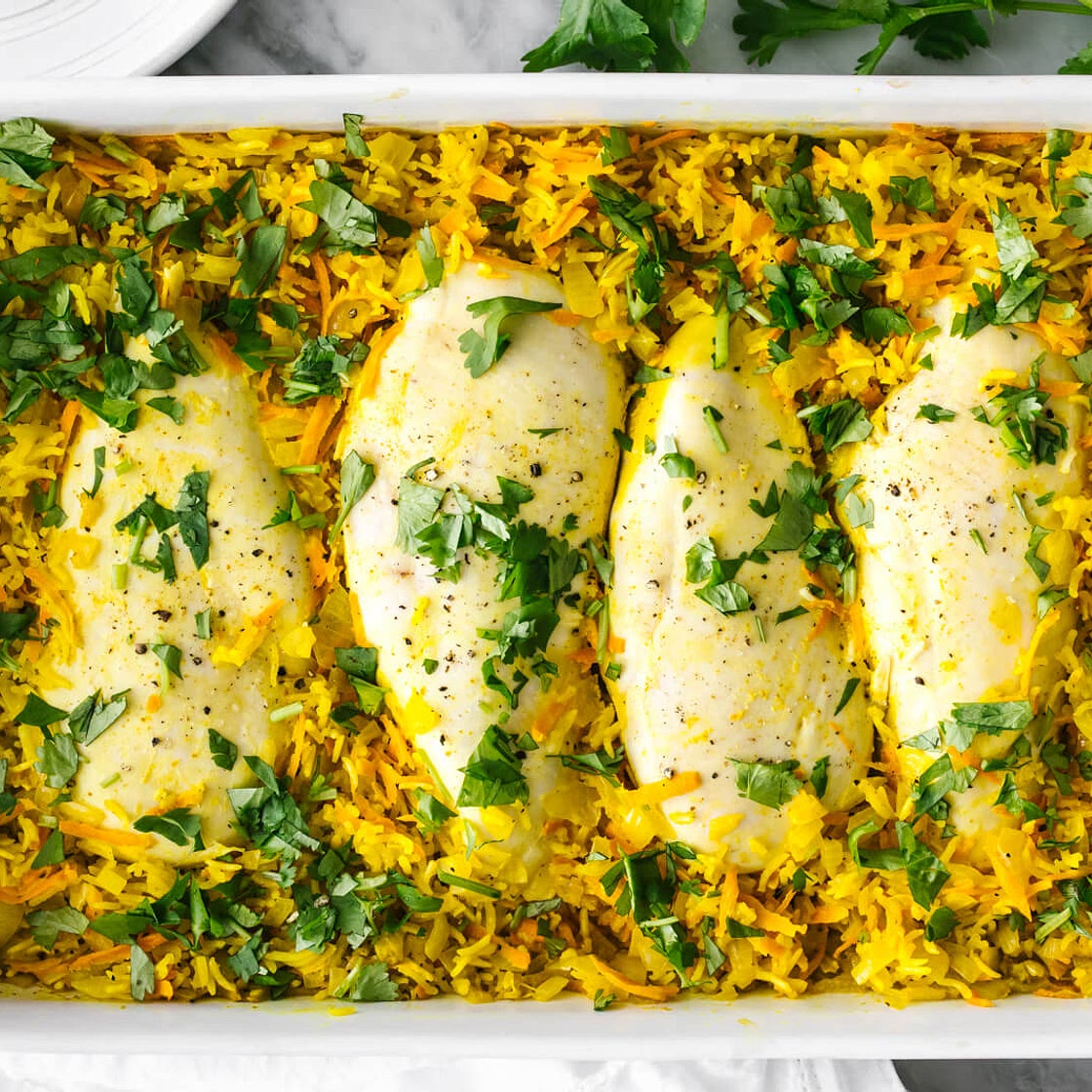 Turmeric Chicken and Rice Casserole