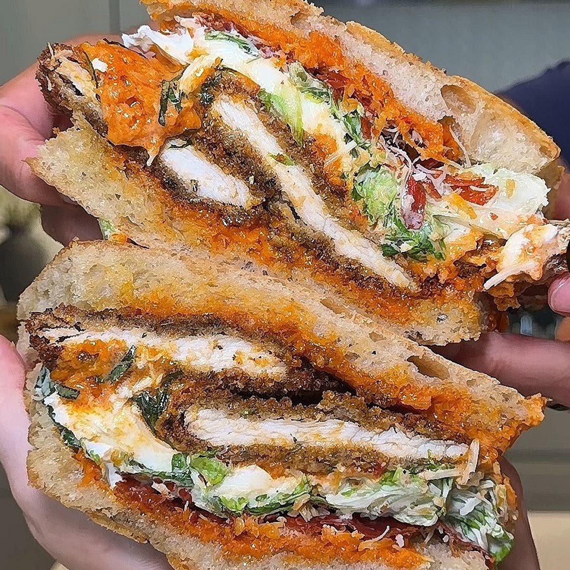 Spicy Vodka Chicken Caesar Sandwhich