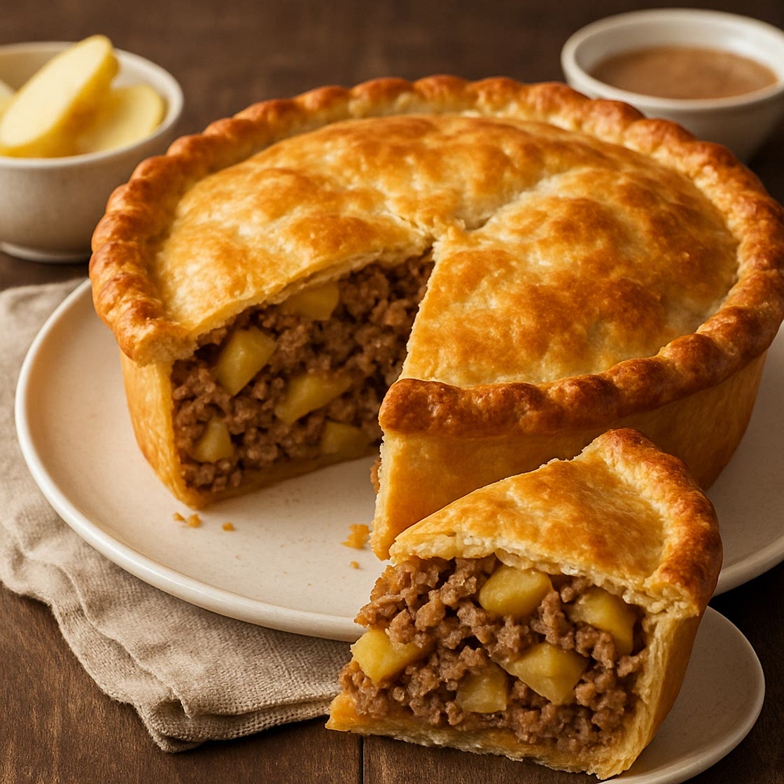 Pastel de carne con manzana