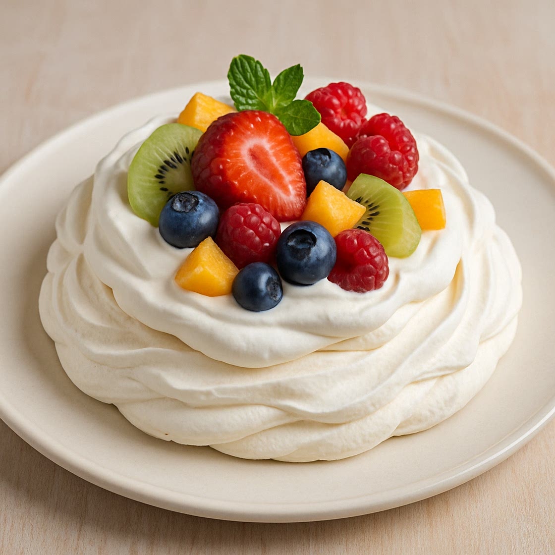 Merengue con frutas