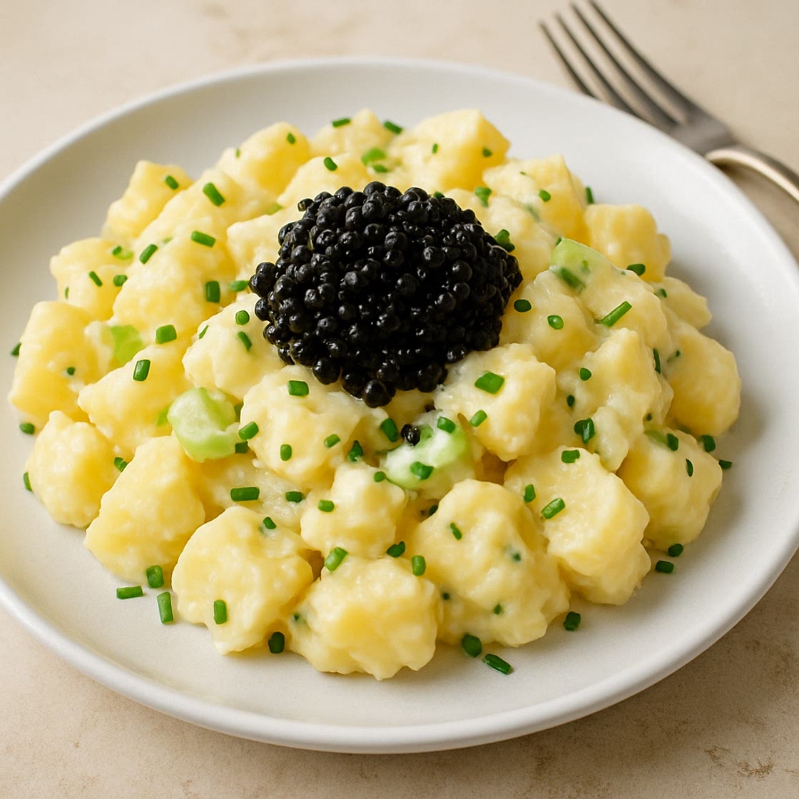 Ensalada de papas con caviar