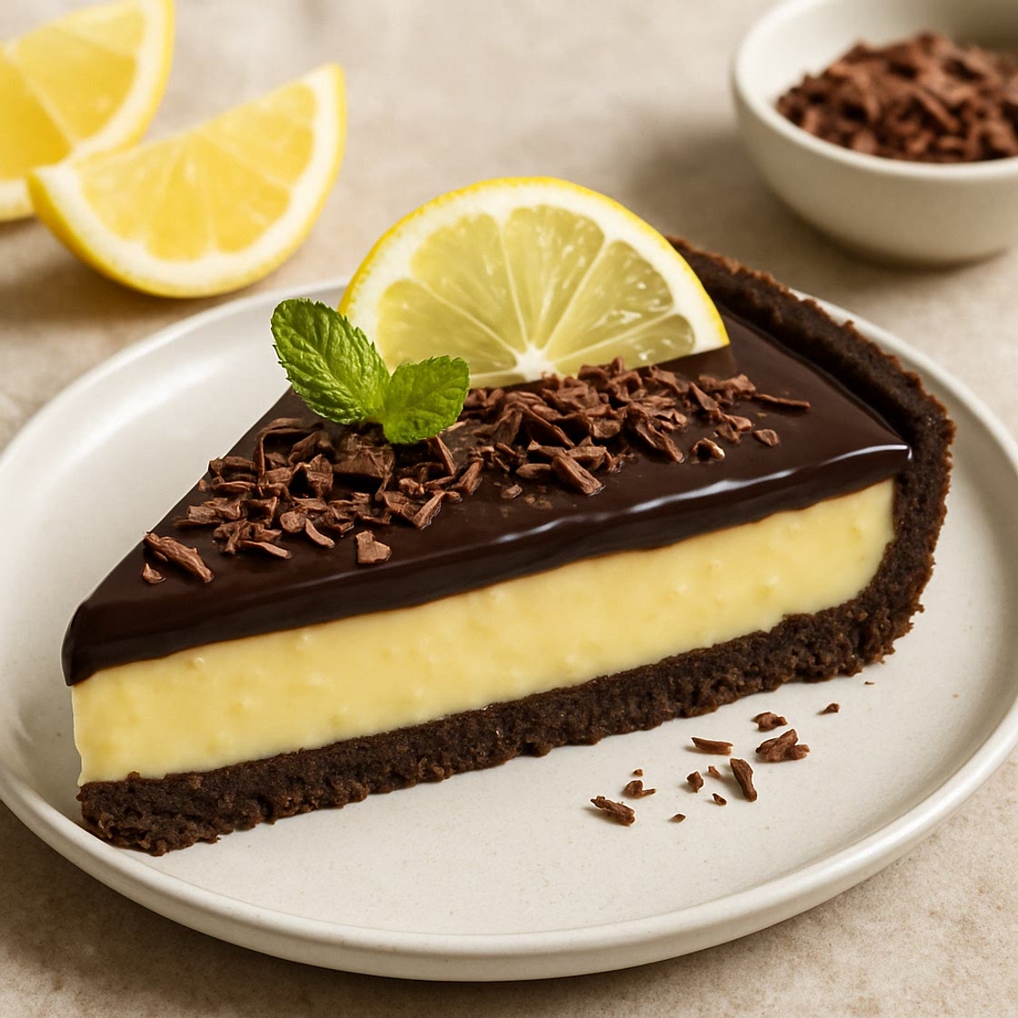 Postre de limón con chocolate