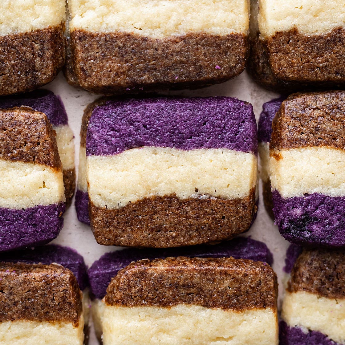 Ube Coffee Neapolitan Shortbread Cookies