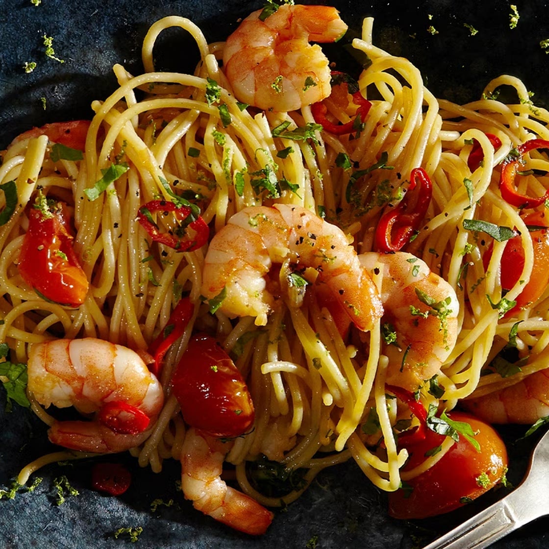 Prawn and chilli pasta