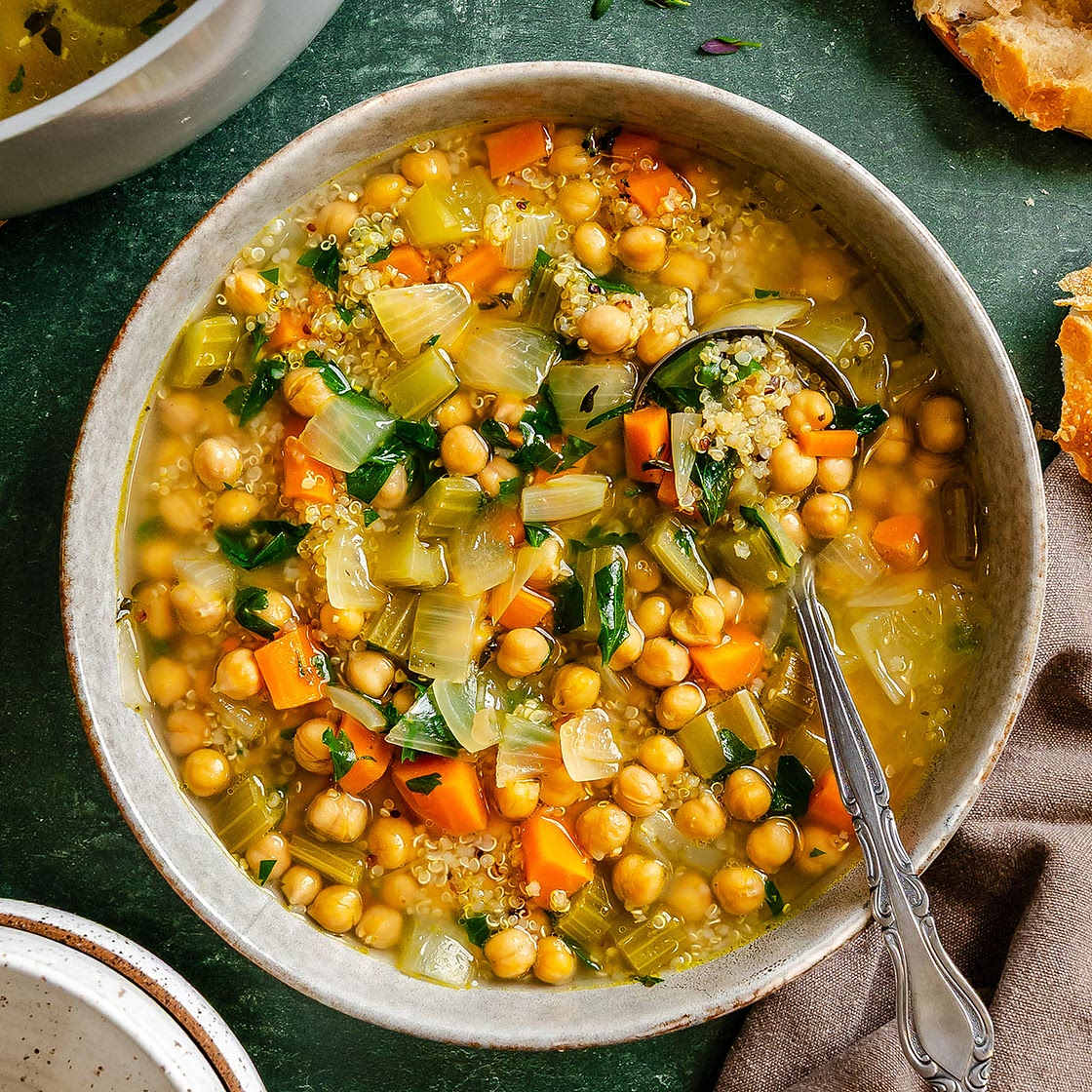 Quinoa Vegetable Soup With Chickpeas