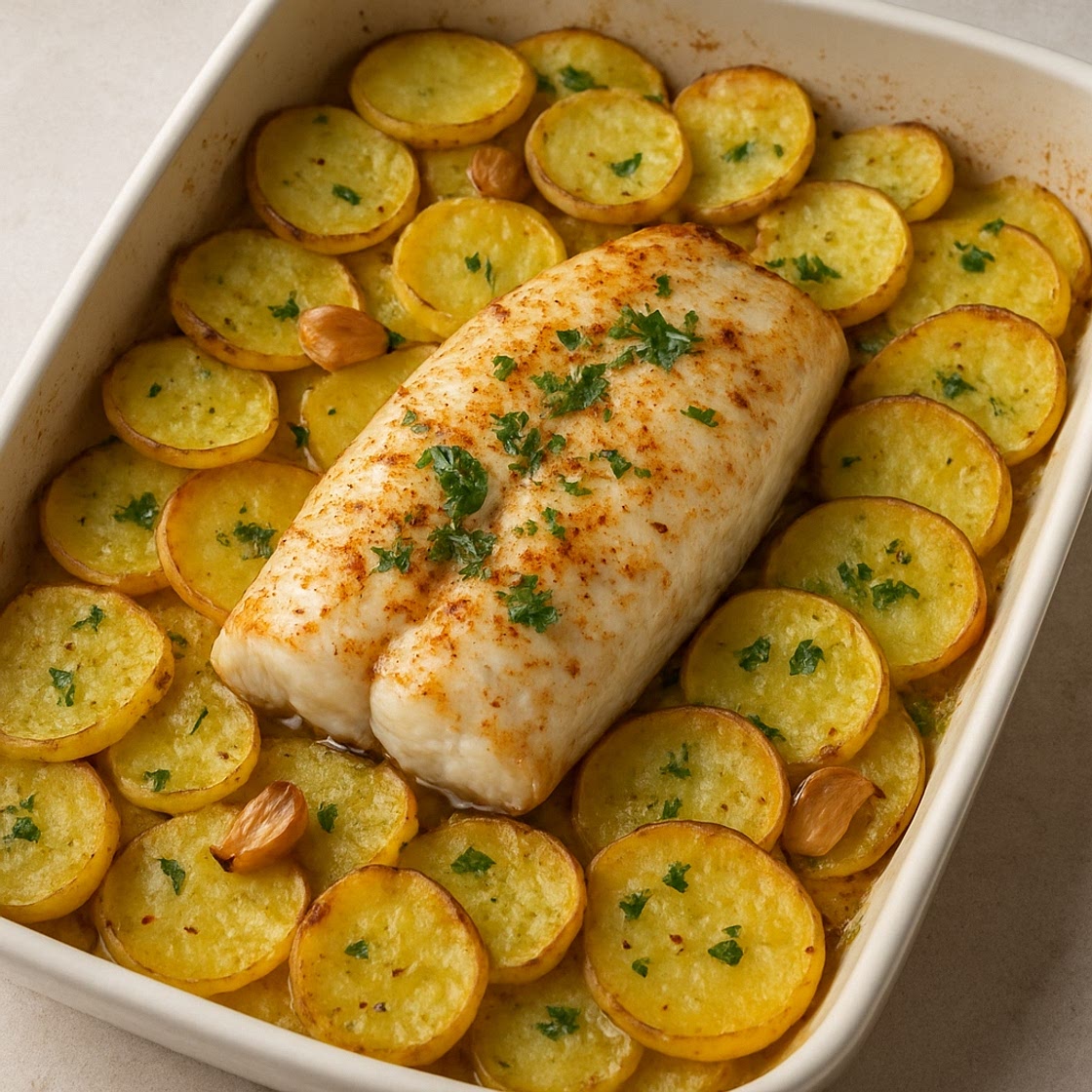 Merluza al horno con papas