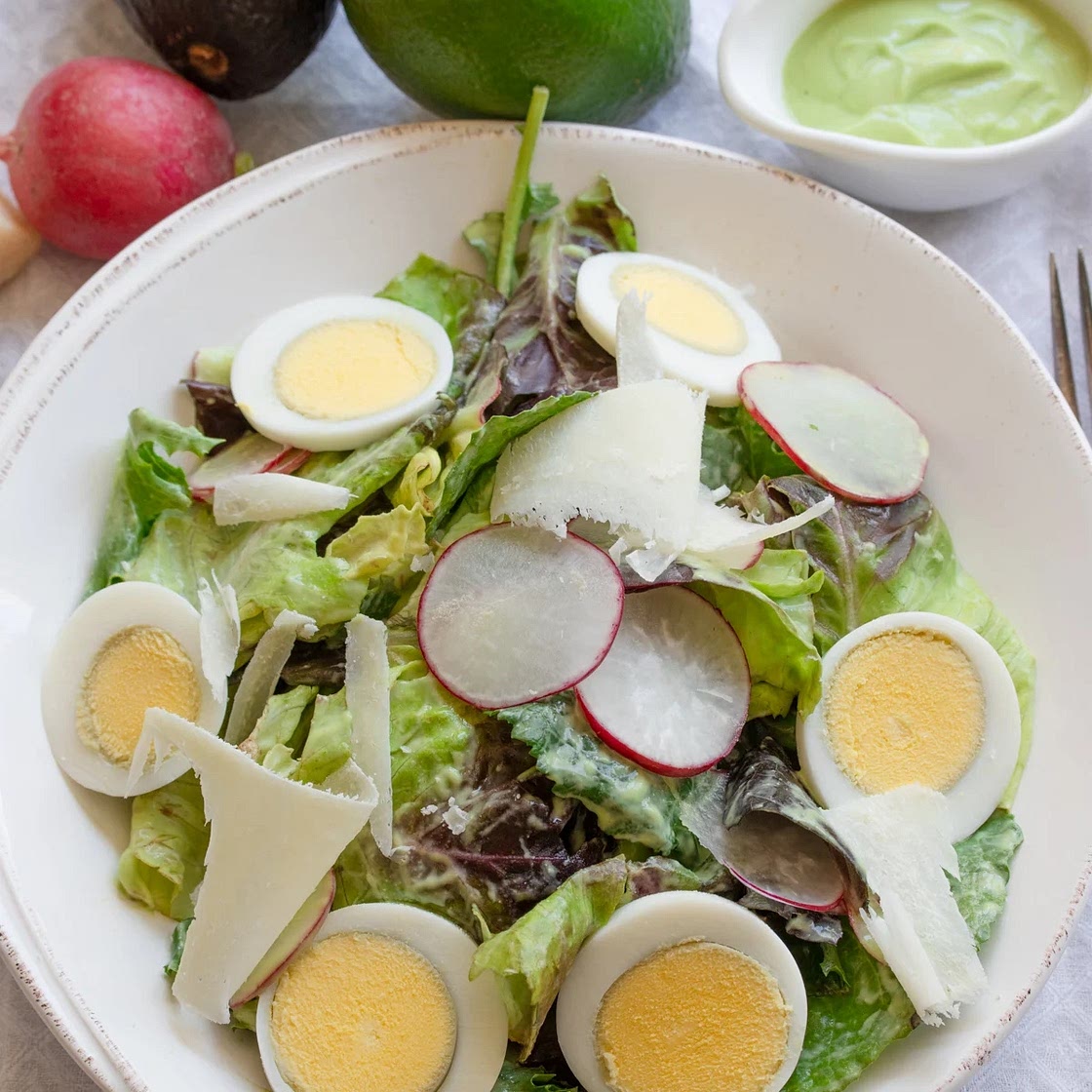 Avocado Dressing Over Mixed Green Salad