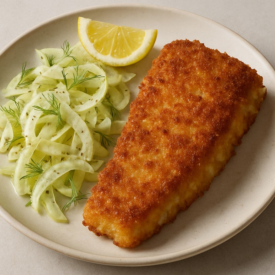 Backfisch mit Kruste und Fenchelsalat