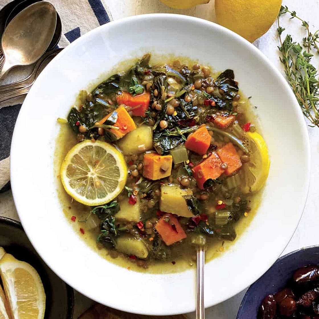 Greek Lentil and Spinach Soup With Lemon