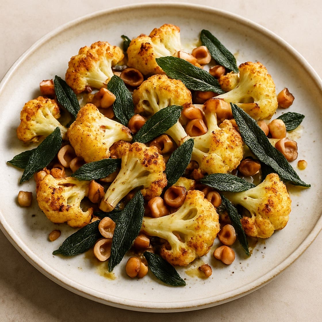 Roasted cauliflower with crispy sage & hazelnuts