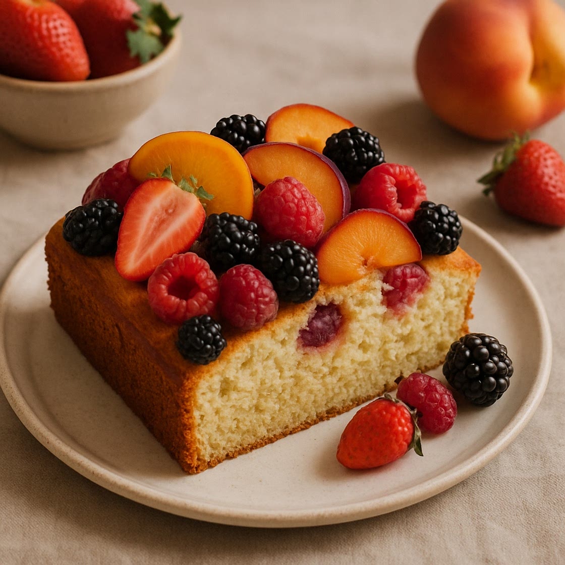 Bizcocho con frutas de temporada