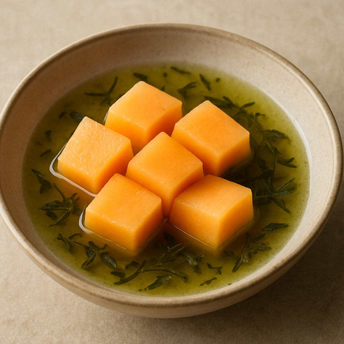 Melón en infusión de té verde
