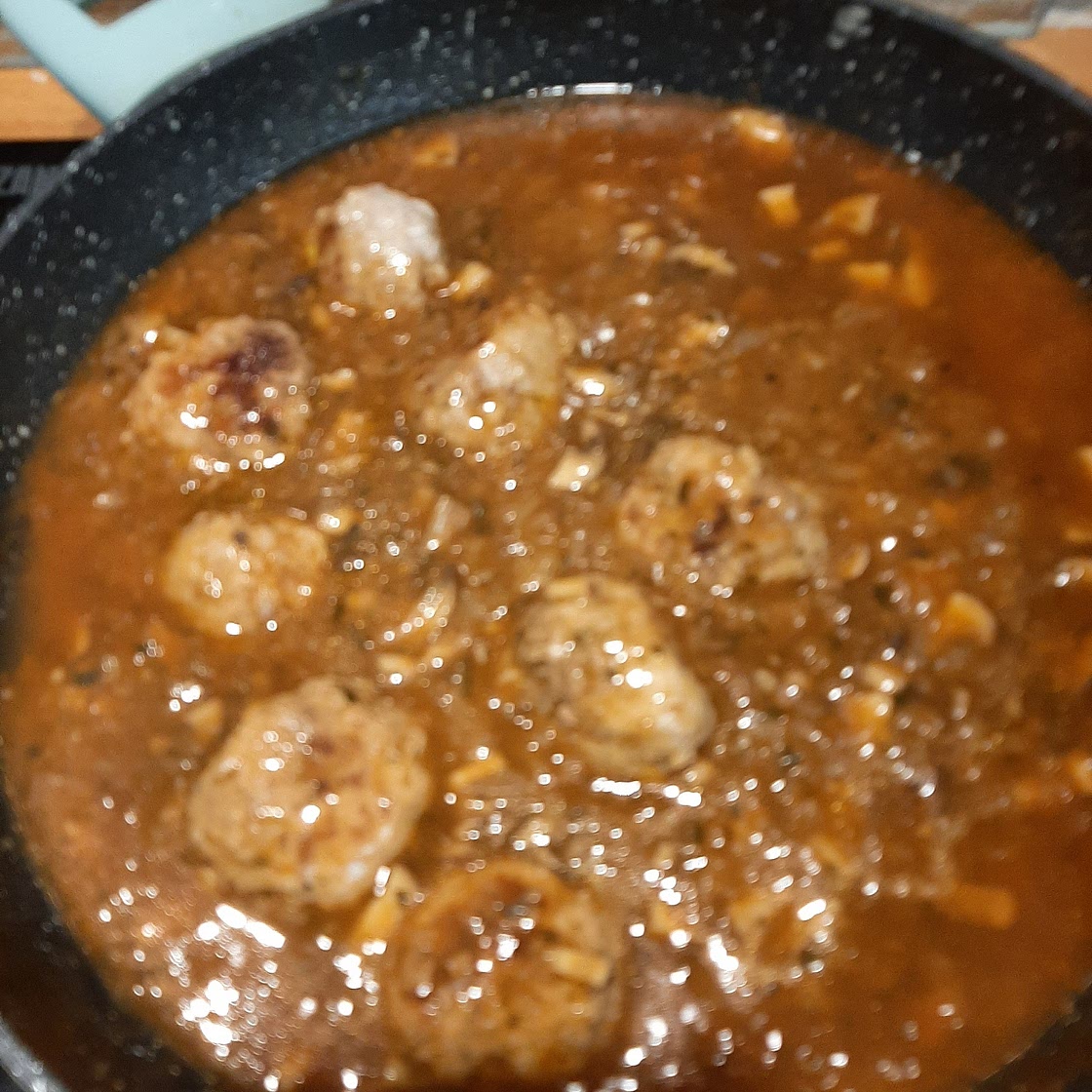 Meatballs with mushroom and onion gravy