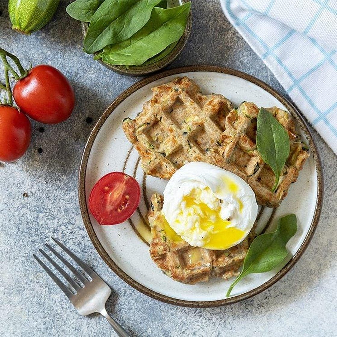 Courgette & Cottage Cheese Waffles with Grated Onion