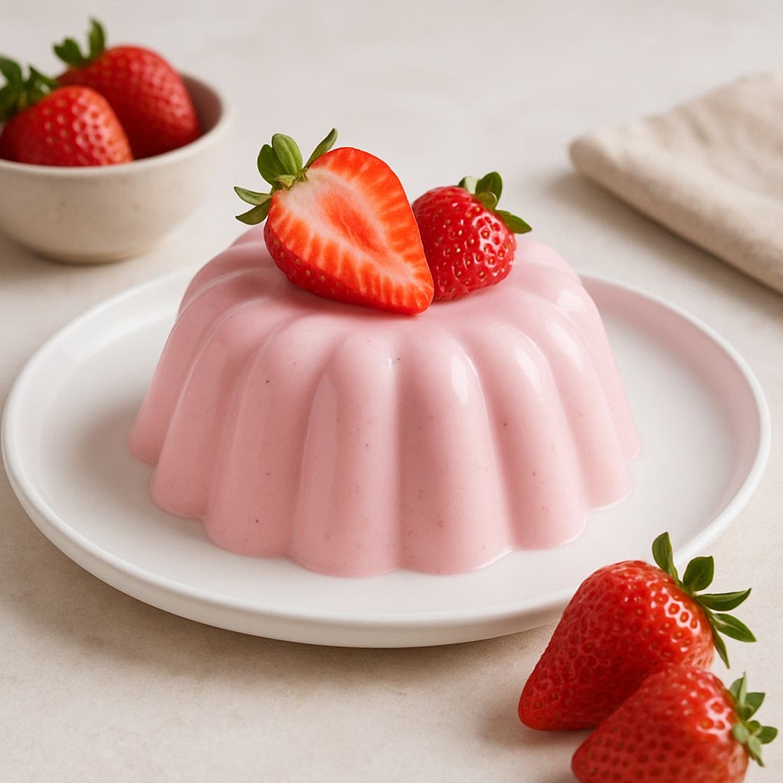 Gelatina de yogurt de fresas