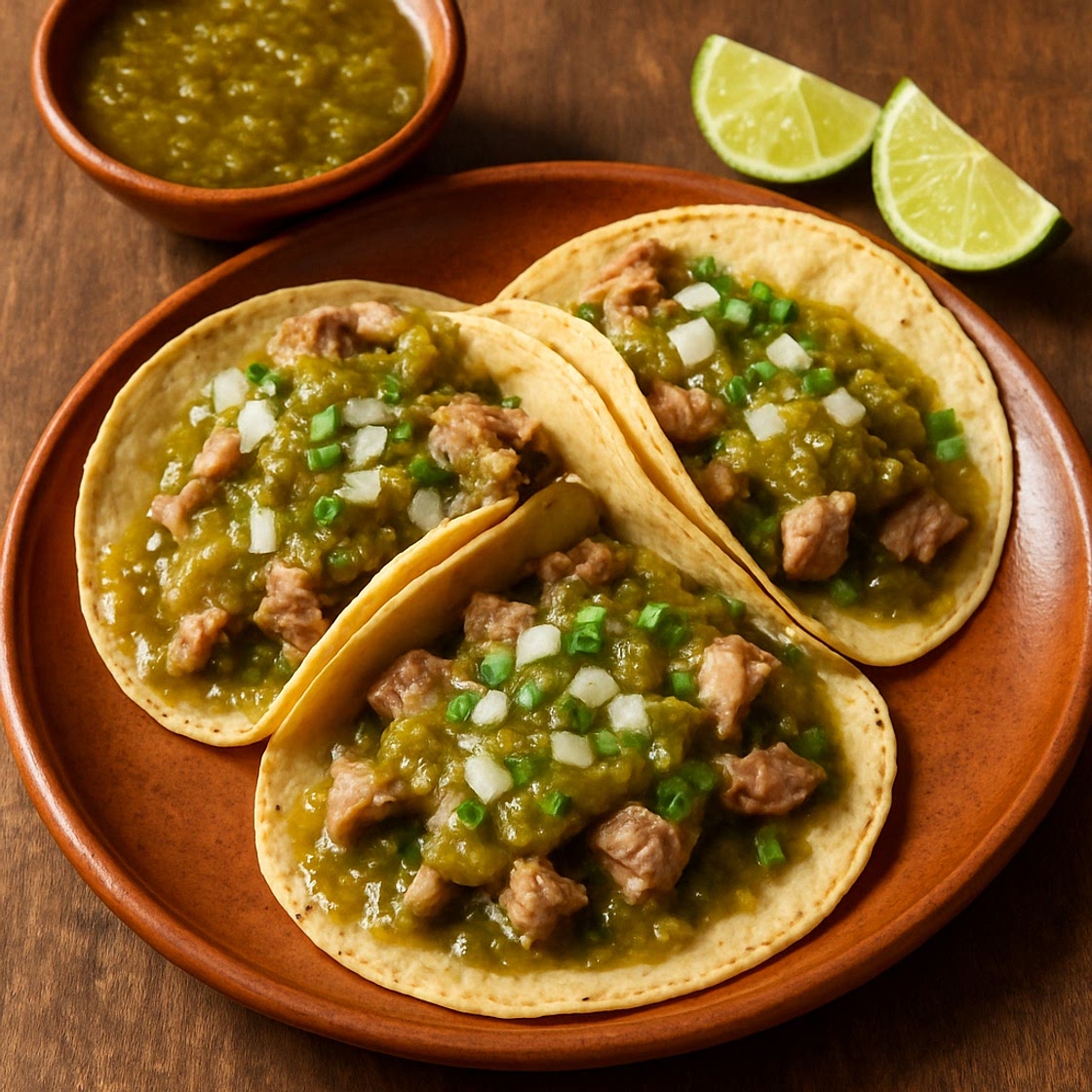 Tacos de Carnitas en Salsa Verde