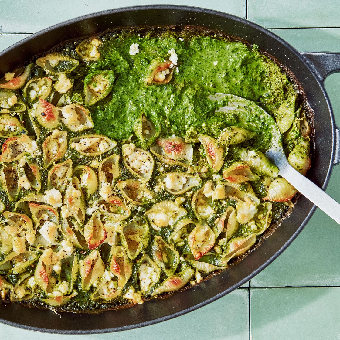 Baked Feta Pasta With Green Sauce