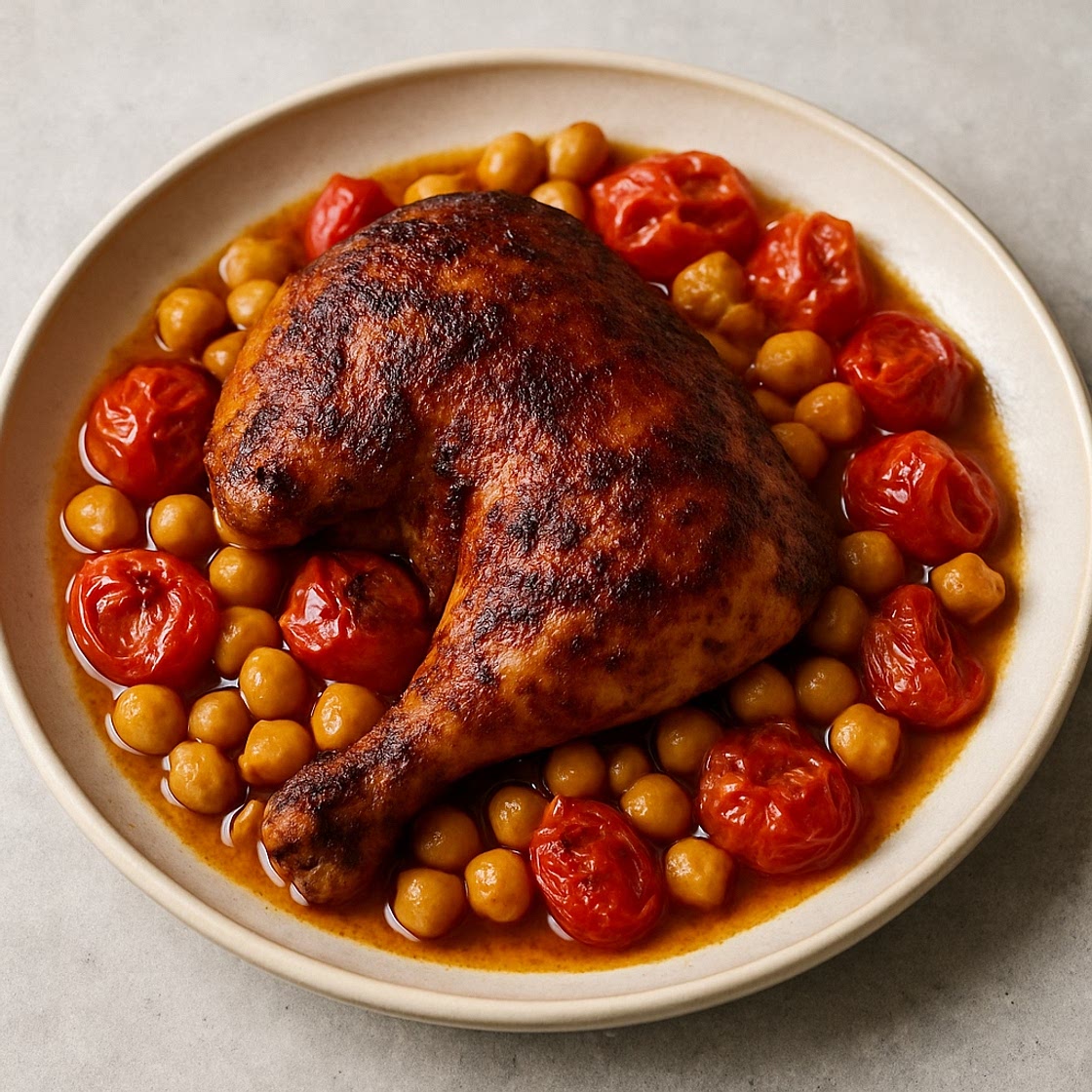 Smoky Roasted Chicken with Tomatoes & Chickpeas