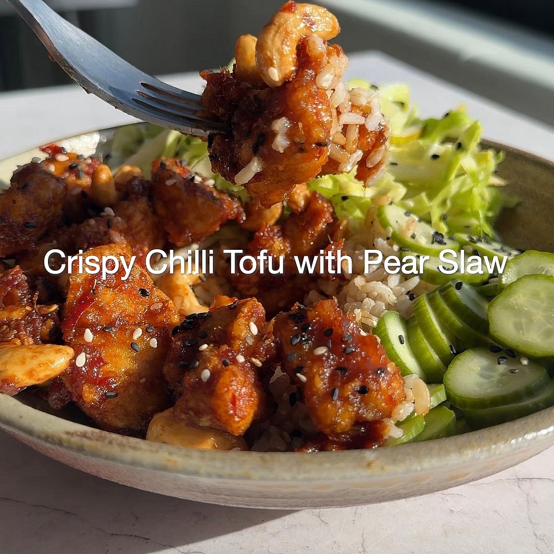 Crispy Chilli Tofu with Pear Slaw