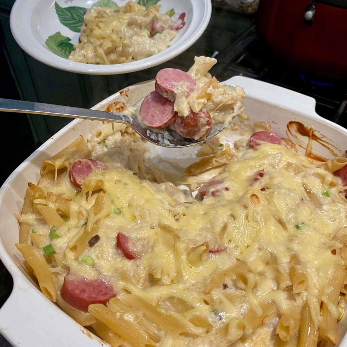 Polish Sausage, Sauerkraut and Pasta Bake
