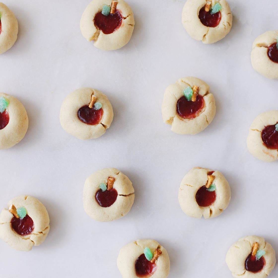 Apple-Shaped Thumbprint Cookies