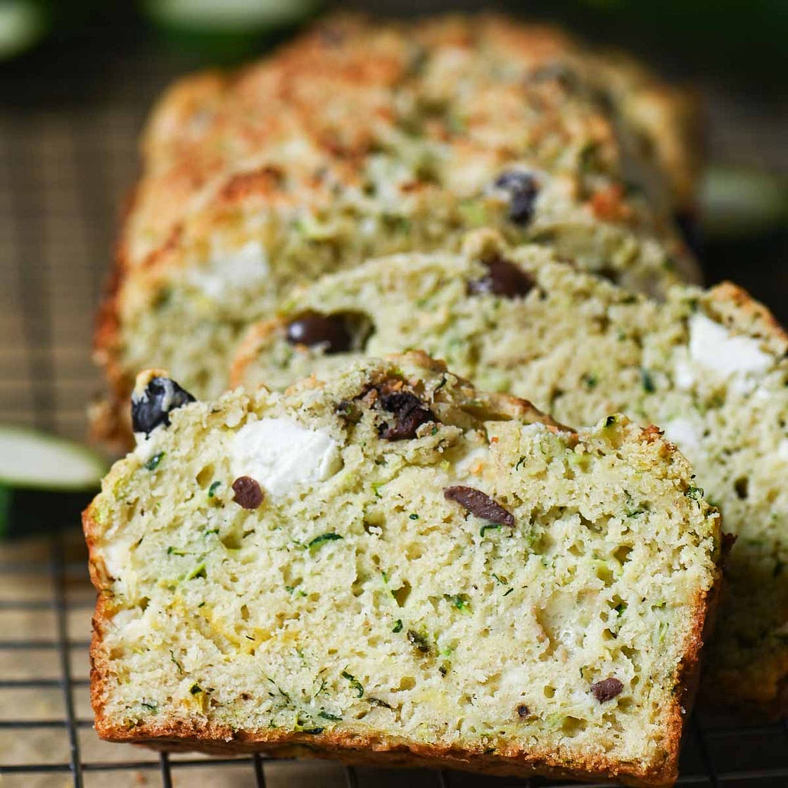 Savory Zucchini Bread with Feta and Olives