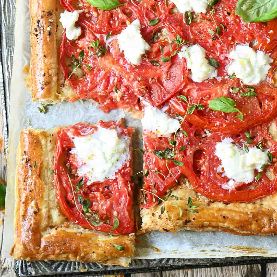 Puff Pastry Tomato Tart with Stracciatella