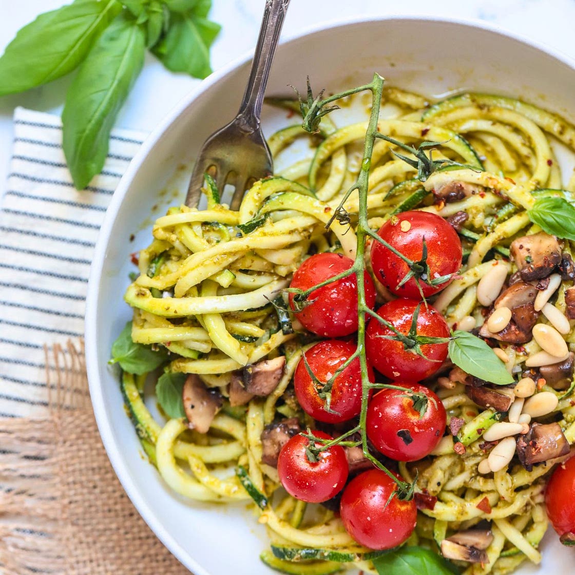 Vegan Pesto Zoodle Bowl