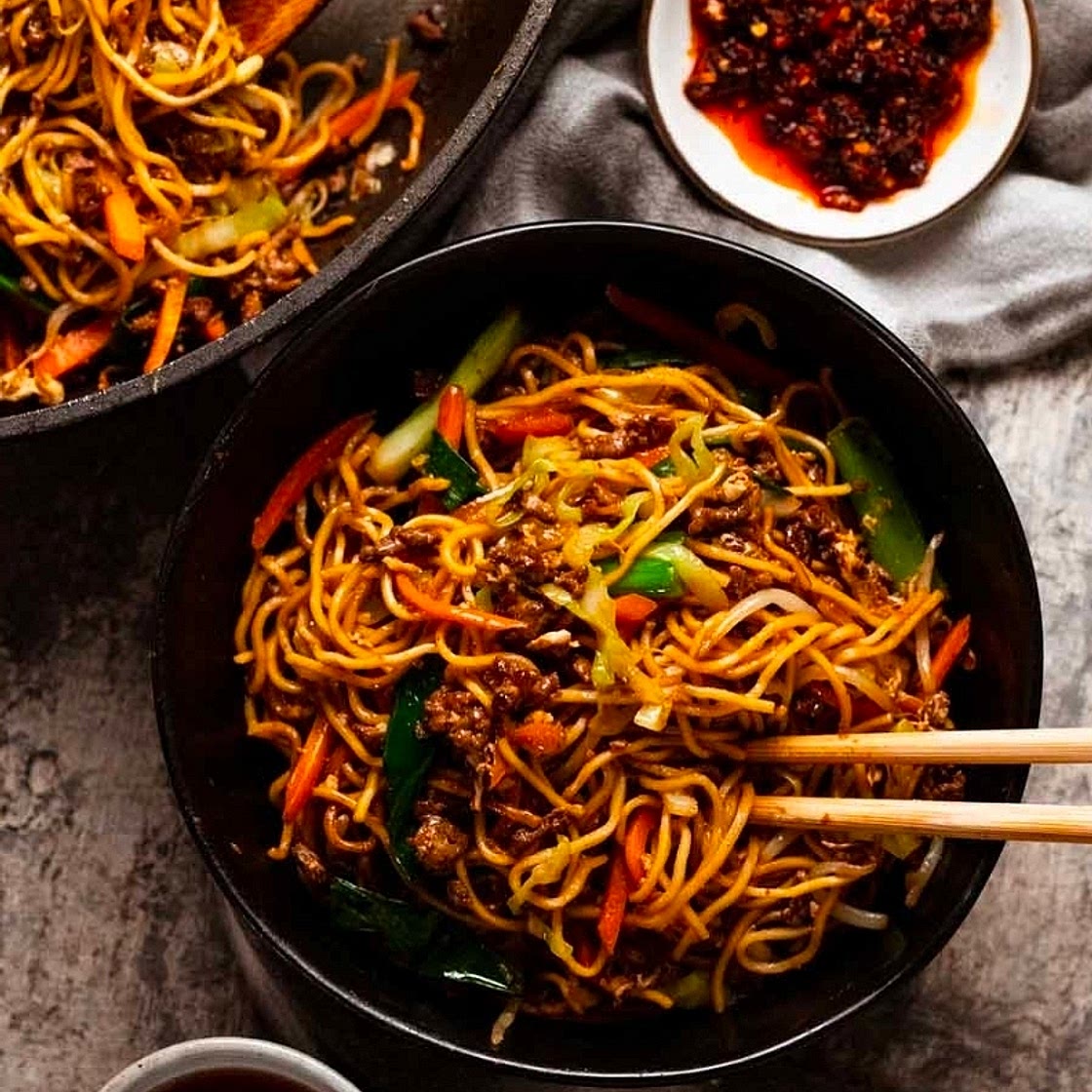 Honey-soy beef and noodles