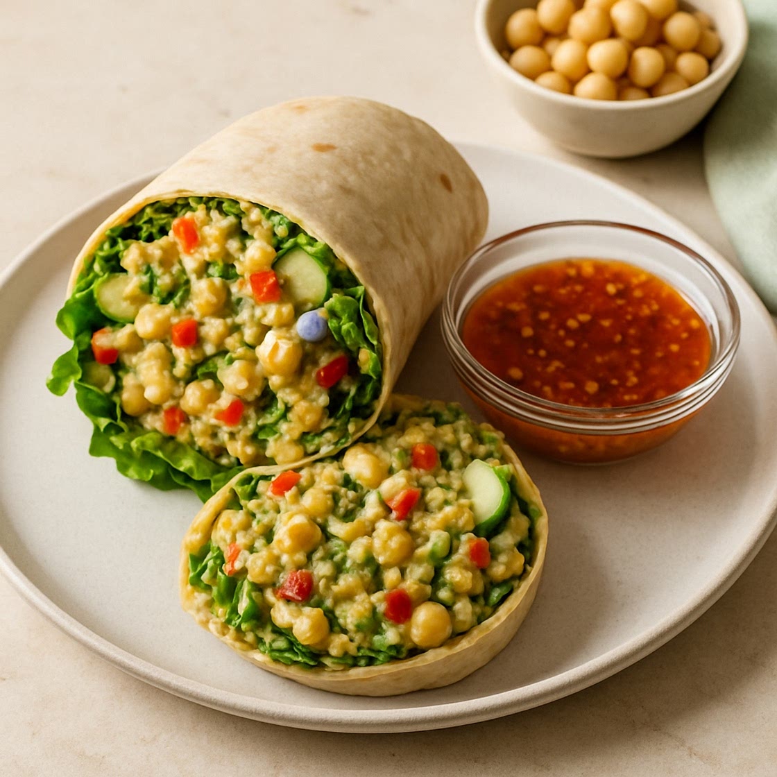 Chickpea Salad Wrap with Chili-Garlic Dressing