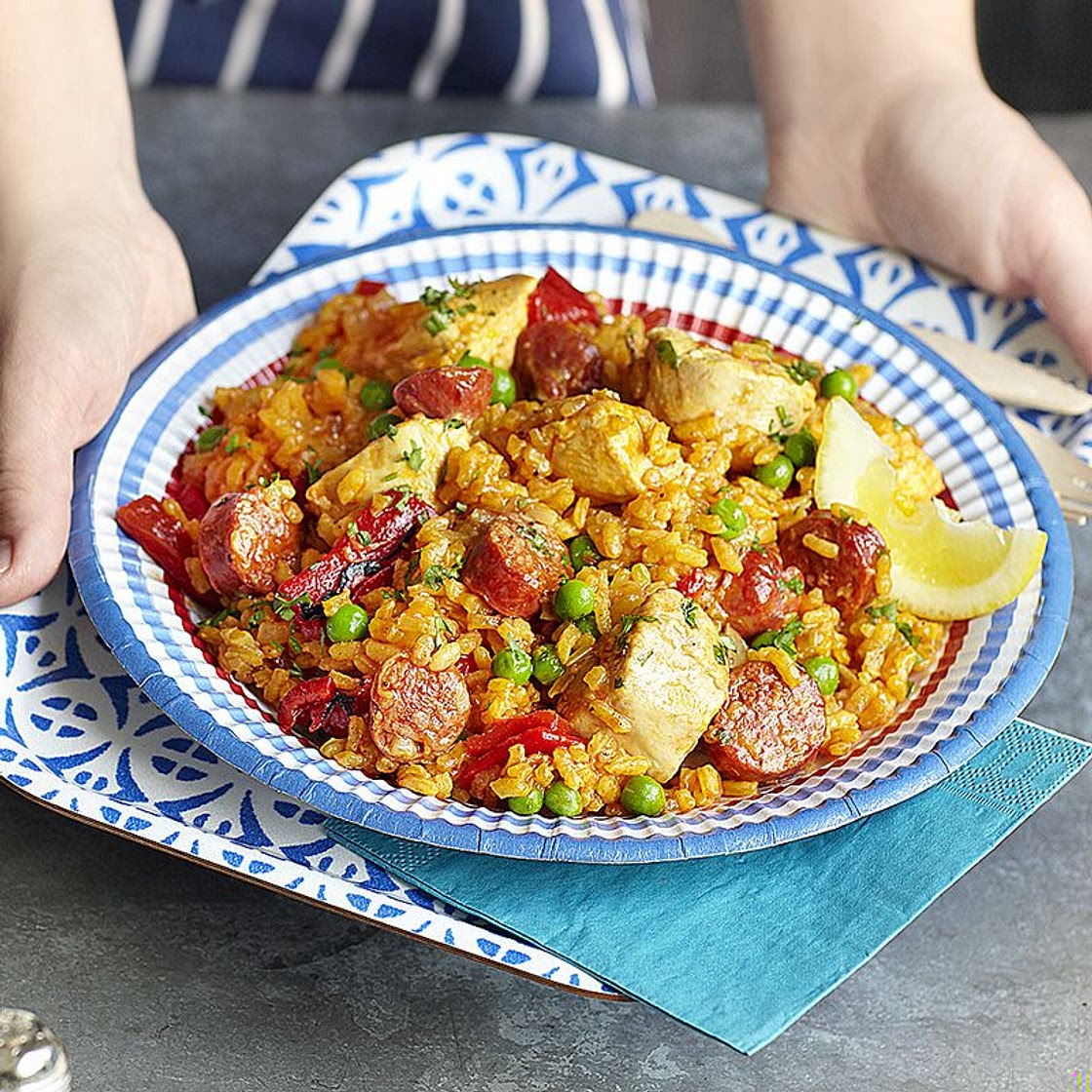 Chicken and chorizo paella