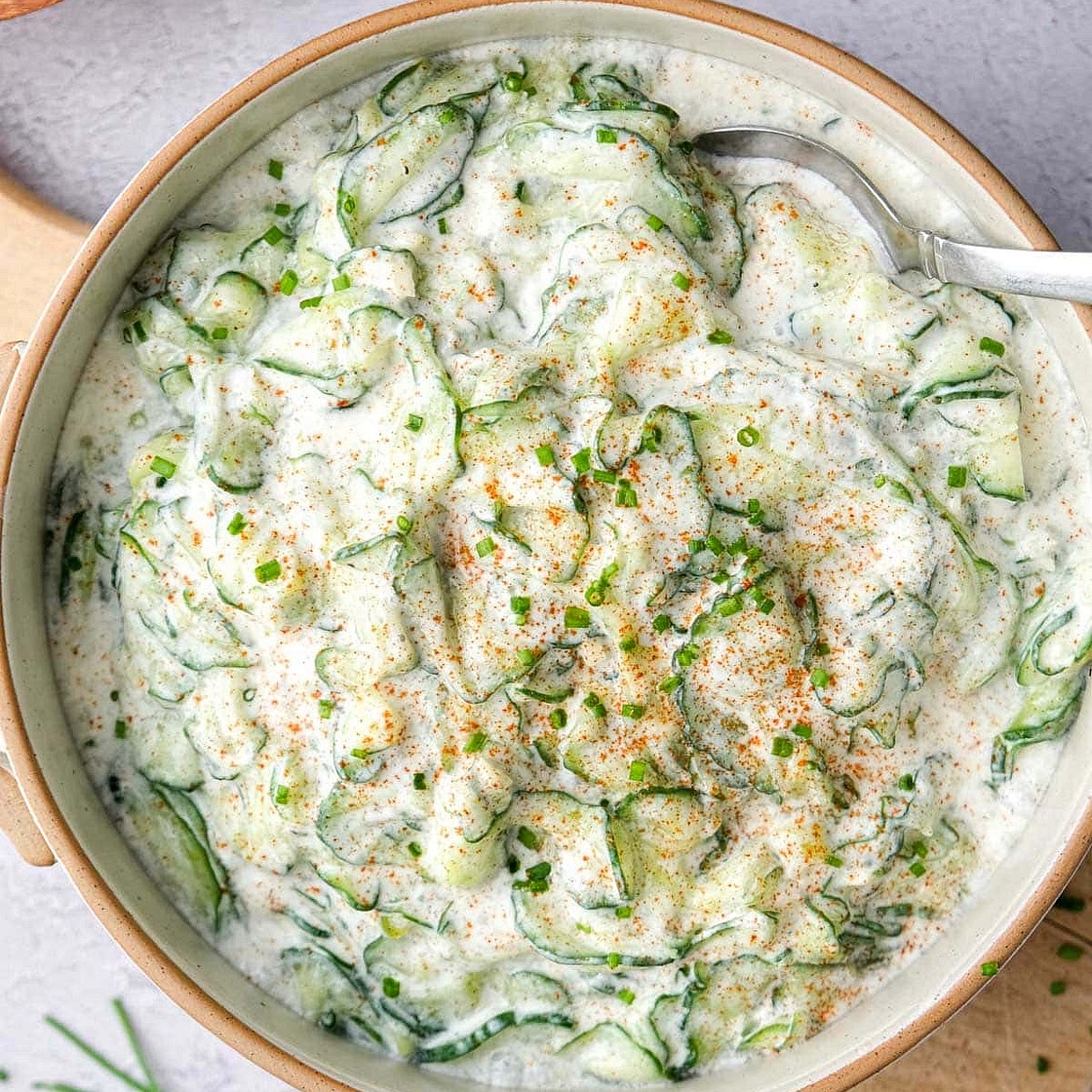 Hungarian Cucumber Salad with Sour Cream