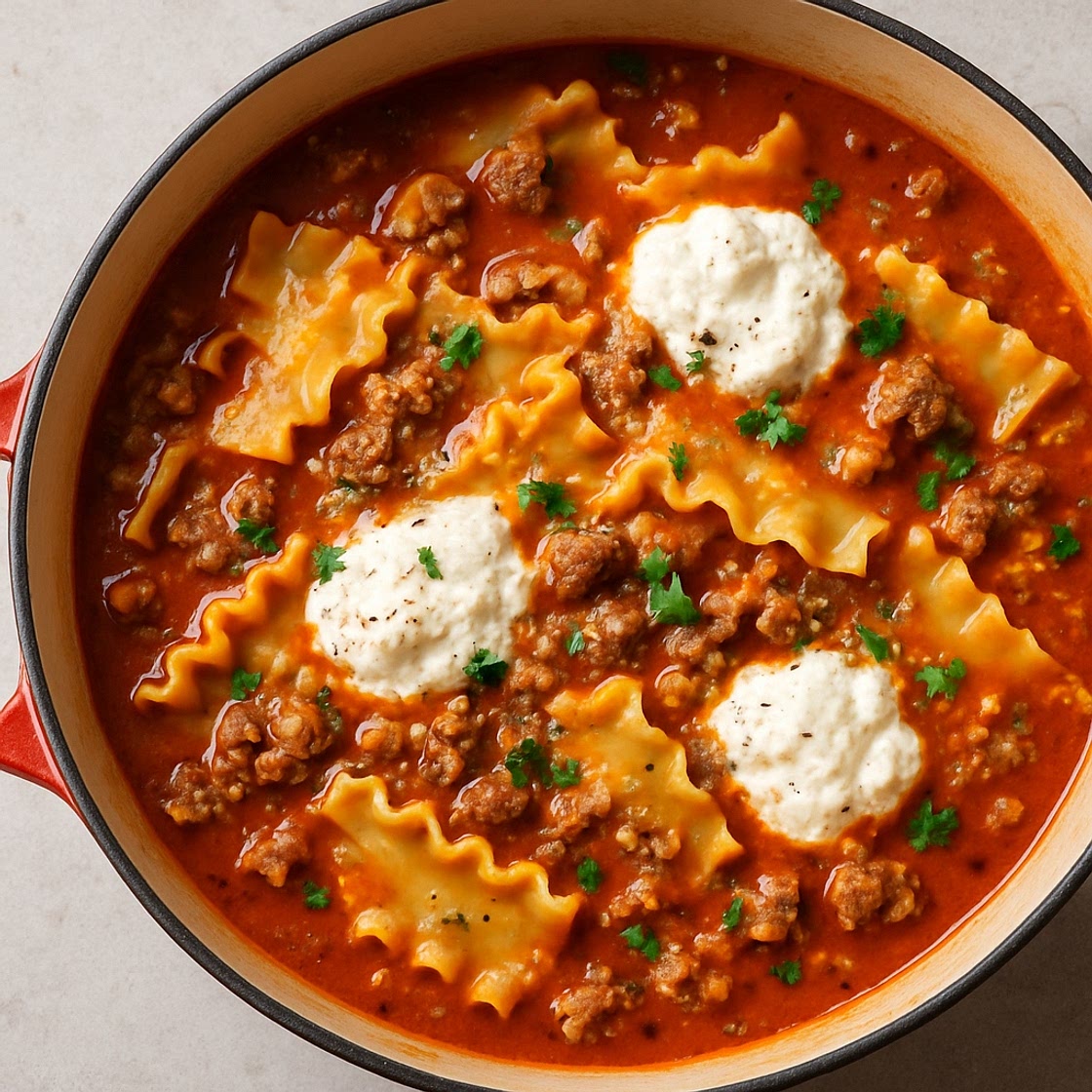 One Pot Lasagna Soup