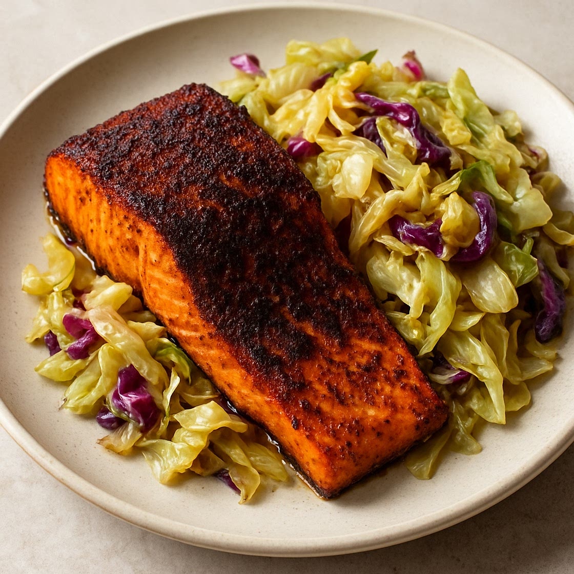 Blackened Salmon & Cabbage